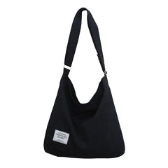 Womens Large Canvas Handbag Ladies Travel Messenger Shoulder Bag Hobo Tote Purse - Black