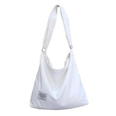 Womens Large Canvas Handbag Ladies Travel Messenger Shoulder Bag Hobo Tote Purse - White