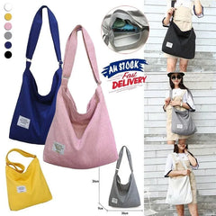 Womens Large Canvas Handbag Ladies Travel Messenger Shoulder Bag Hobo Tote Purse - White