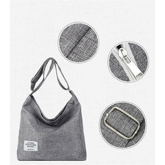 Womens Large Canvas Handbag Ladies Travel Messenger Shoulder Bag Hobo Tote Purse - White