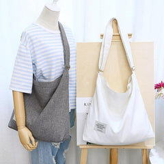 Womens Large Canvas Handbag Ladies Travel Messenger Shoulder Bag Hobo Tote Purse - White