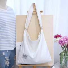 Womens Large Canvas Handbag Ladies Travel Messenger Shoulder Bag Hobo Tote Purse - White