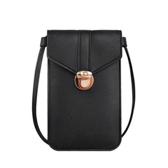Touch Screen Crossbody Phone Bag with Clear Window PU Leather Wallet Purse - Black