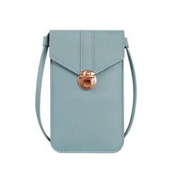 Touch Screen Crossbody Phone Bag with Clear Window PU Leather Wallet Purse - Blue