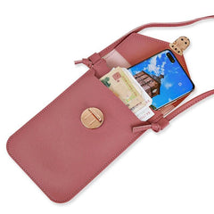 Touch Screen Crossbody Phone Bag with Clear Window PU Leather Wallet Purse - Green