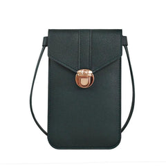 Touch Screen Crossbody Phone Bag with Clear Window PU Leather Wallet Purse - Grey