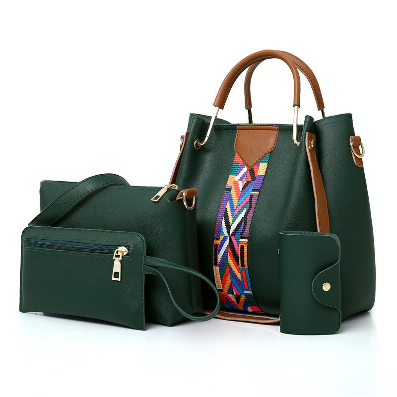 Dark Green Elegant 4-Piece Women's Handbag Set - Stylish PU Leather Tote, Shoulder Bag, Clutch, and Wallet for Every Occasion
