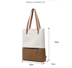 Black And Brown Canvas Tote Bag for Women - Multi-Use Shoulder Handbag & Backpack, Large Capacity, 30x10x40cm