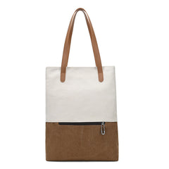 Beige And Brown Canvas Tote Bag for Women - Multi-Use Shoulder Handbag & Backpack, Large Capacity, 30x10x40cm