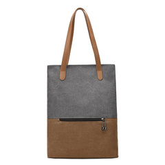 Gery And Brown Canvas Tote Bag for Women - Multi-Use Shoulder Handbag & Backpack, Large Capacity, 30x10x40cm