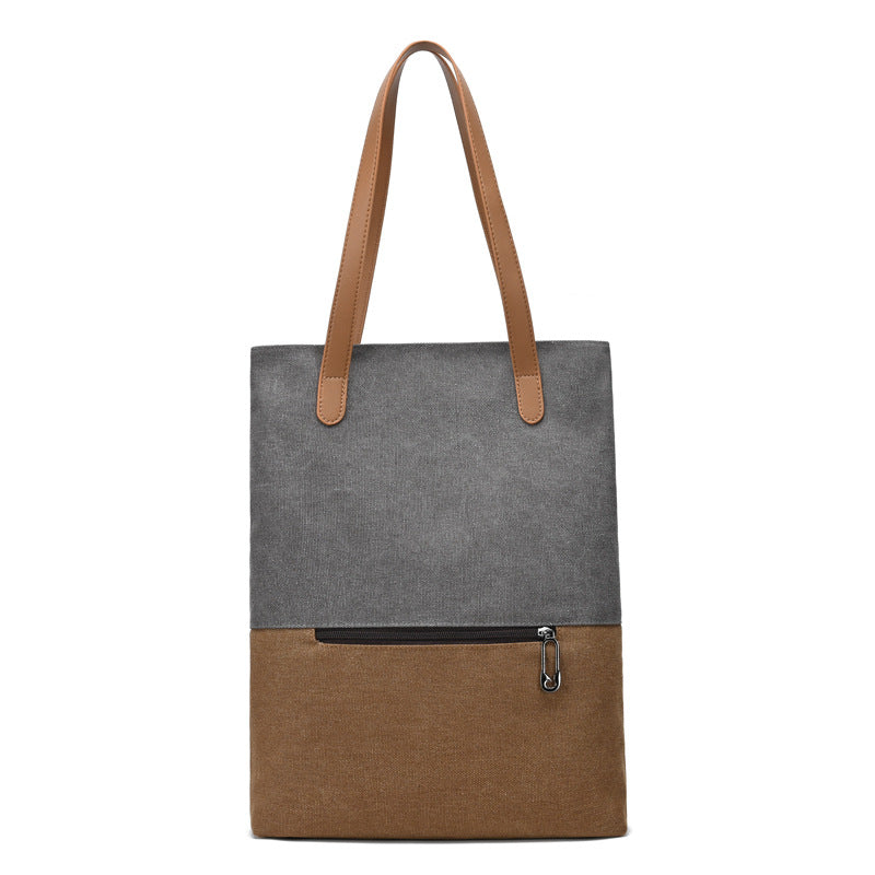 Gery And Brown Canvas Tote Bag for Women - Multi-Use Shoulder Handbag & Backpack, Large Capacity, 30x10x40cm