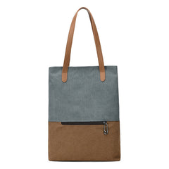 Dark Cyan And Brown Canvas Tote Bag for Women - Multi-Use Shoulder Handbag & Backpack, Large Capacity, 30x10x40cm