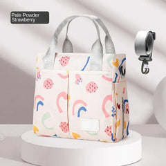 Pink Versatile Nappy Bag Tote - Lightweight Diaper Bag with Insulated Pocket & Crossbody Strap