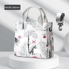 Grey Versatile Nappy Bag Tote - Lightweight Diaper Bag with Insulated Pocket & Crossbody Strap