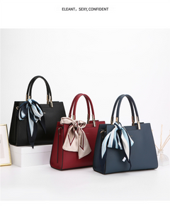 Fashionable Synthetic Leather Crossbody Bag with Detachable Scarf - Multiple Compartments for Daily Essentials(blue)