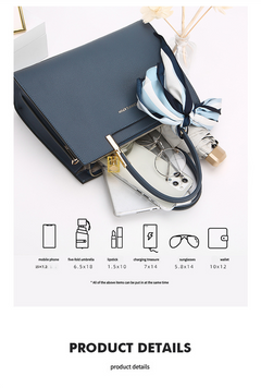 Fashionable Synthetic Leather Crossbody Bag with Detachable Scarf - Multiple Compartments for Daily Essentials(blue)