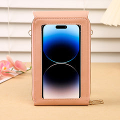 Red Women's Cute Mini PU Leather Crossbody Phone Bag (19x12x4cm) - Touch Screen Window, Vertical Style
