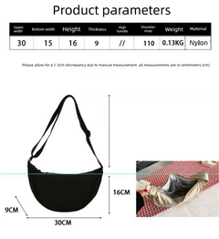 Black Lightweight Nylon Crossbody Bag – Compact Saddle Style with Adjustable Strap for Everyday Use