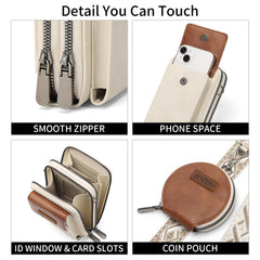 Women's Crossbody Phone Bag with Coin Pouch PU Leather Shoulder Purse Adjustable Wide Strap for Travel & Daily Use Black