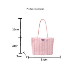 Khaki Faux Fur Tote Bag with Large Capacity, Soft Plush Material & Adjustable Handle – Stylish Shoulder Handbag for Women, Perfect for Daily Commute and Casual Wear