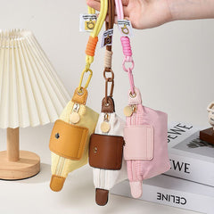 Yellow Mini Nylon Coin Purse with Wrist Strap - Compact Zipper Key Holder Pouch for Cards Lipstick and Earphones