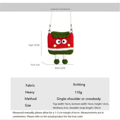 Persimmons Knitted Crossbody Bag - Handmade Crochet Mini Purse with Adjustable Strap, Cute Cartoon Fruit Design, Lightweight 110g, Phone and Essentials Organizer for Women and Girls