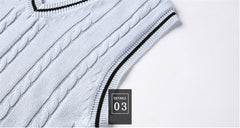 Men's Sleeveless Knit Pullover Sweater with V-Neck